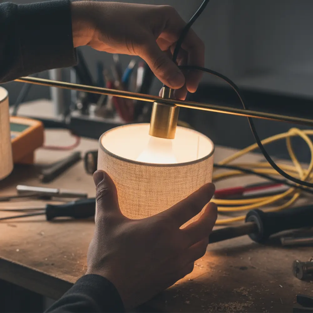 Artisan working on brass details